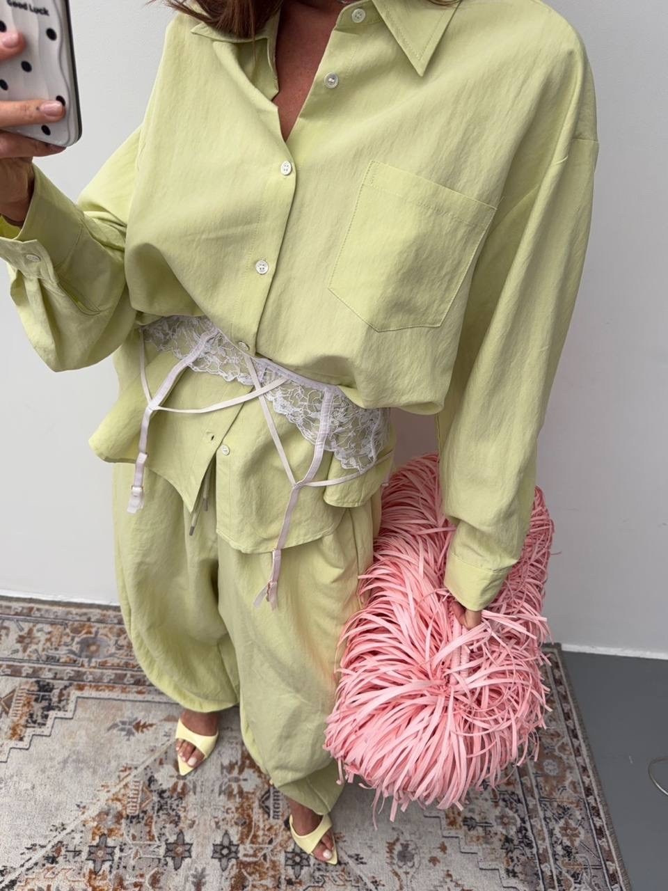 идеальный костюм изо льна: рубашка + брюки, lemon - l-xl,идеальный костюм изо льна рубашка + брюки lemon,летние костюмы,женские костюмы,стильный летний костюм