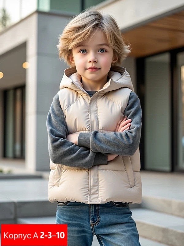 жилет детский,жилет с капюшоном,жилет коричневый,жилет утепленная,утепленный жилет для девочки