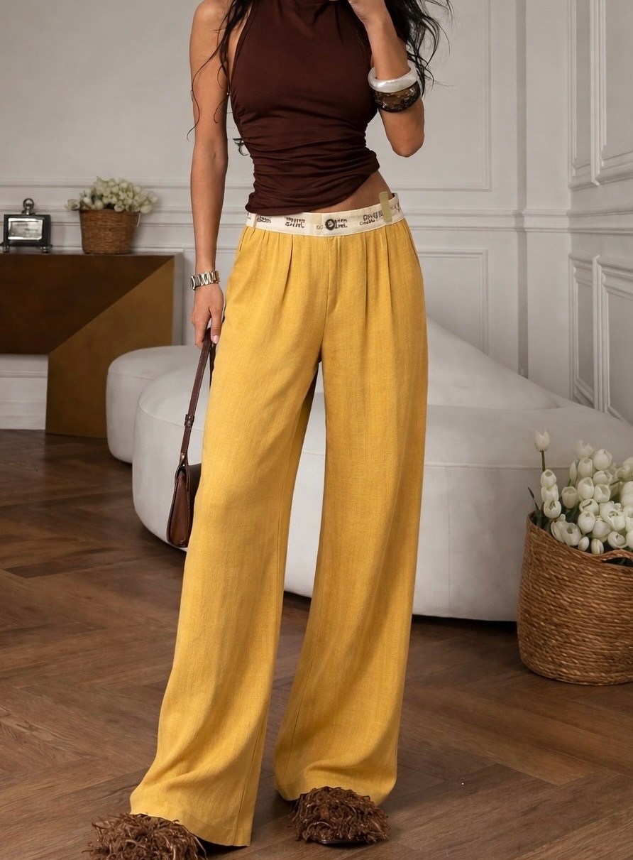 брюки палаццо,брюки палаццо женские горчичные,брюки палаццо горчичные,льняные брюки палаццо,льняные брюки