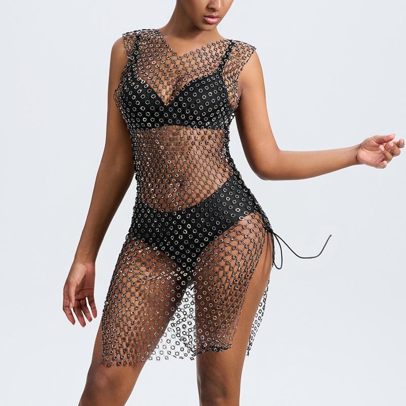 туника сетка,туника сетка со стразами,эротическое платье сетка со стразами,платье сетка со стразами,сетка на купальник со стразами