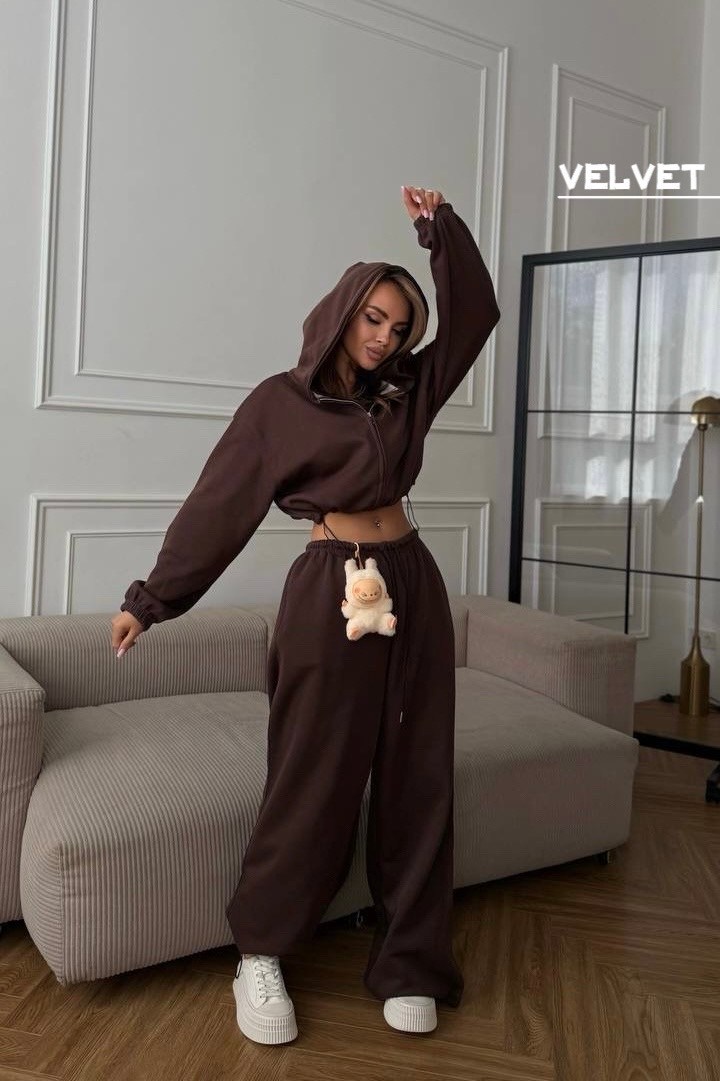 костюм на флисе,женский костюм на флисе,спортивные костюм,трикотажные костюмы,костюм спортивный со штанами палаццо и зип худи micca 362768683