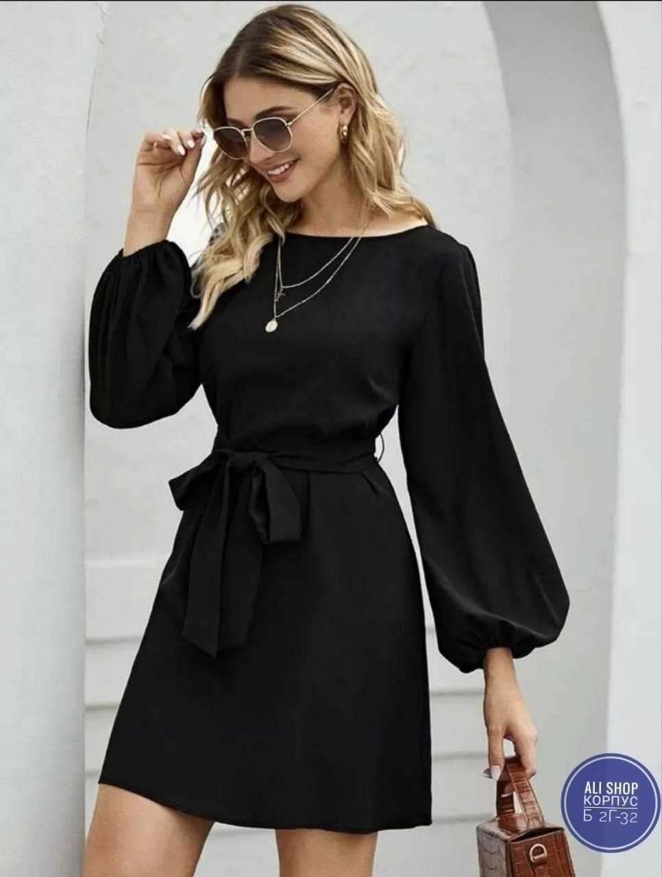 женское платье с длинными рукавами,платье с поясом,платье с рукавами фонарик,платье с длинными рукавами,платье с поясом на талии