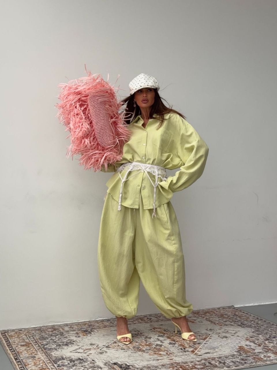 идеальный костюм изо льна рубашка + брюки lemon,идеальный костюм изо льна: рубашка + брюки, lemon - l-xl,льняной костюм,костюм из льна зеленый,костюм изо льна рубашка + брюки lemon