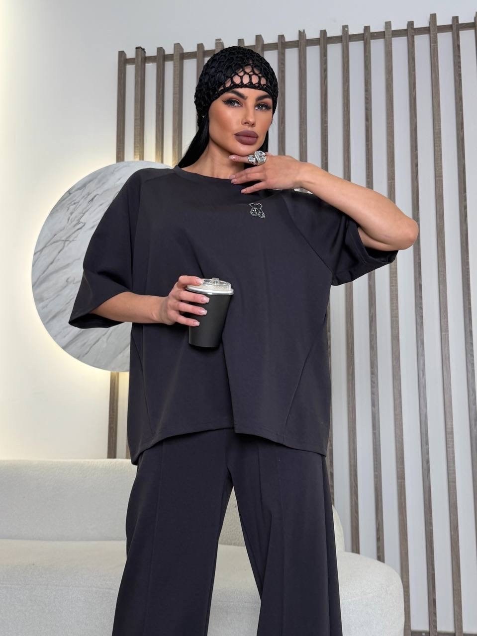 костюм оверсайз,женские костюмы,костюм трикотажный,свитшот и брюки