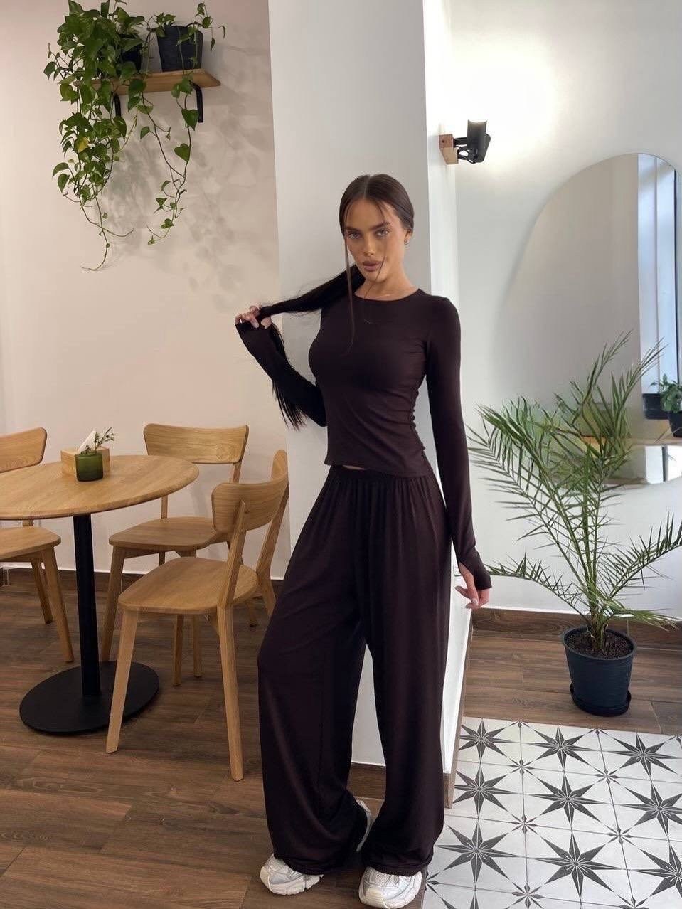 пижама с лонгсливом и штанами style pajamas,брючный костюм,пижама женская 1215 розовая s,пижама с лонгсливом и штанами style pajamas персиковый мусс,костюм с брюками палаццо