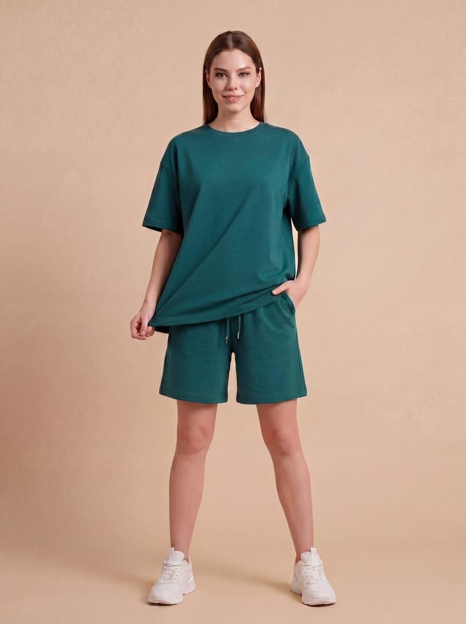 женский костюм с шортами,костюм летний женский с шортами,костюм женский летний,изумрудный костюм с шортами,костюм с шортами комплект