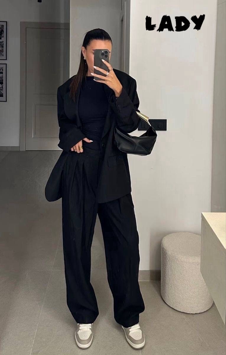 костюм брючный оверсайз,оверсайз костюм,костюм с брюками палаццо,женский брючный костюм оверсайз