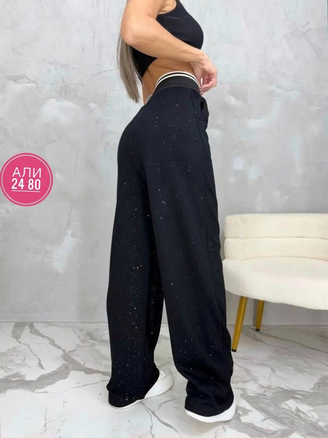 брюки спортивные женская,штаны палаццо женские утепленные с люрексом,брюки со стразами,штаны палаццо,штаны женские