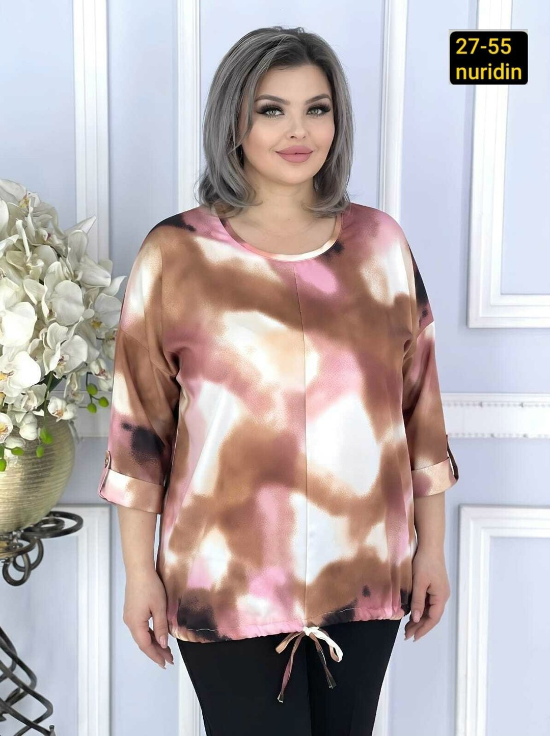 туника с длинным рукавом больших размеров aligu 275017169,женская кофта,женская блузка,блузка больших размеров,блузка праздничная