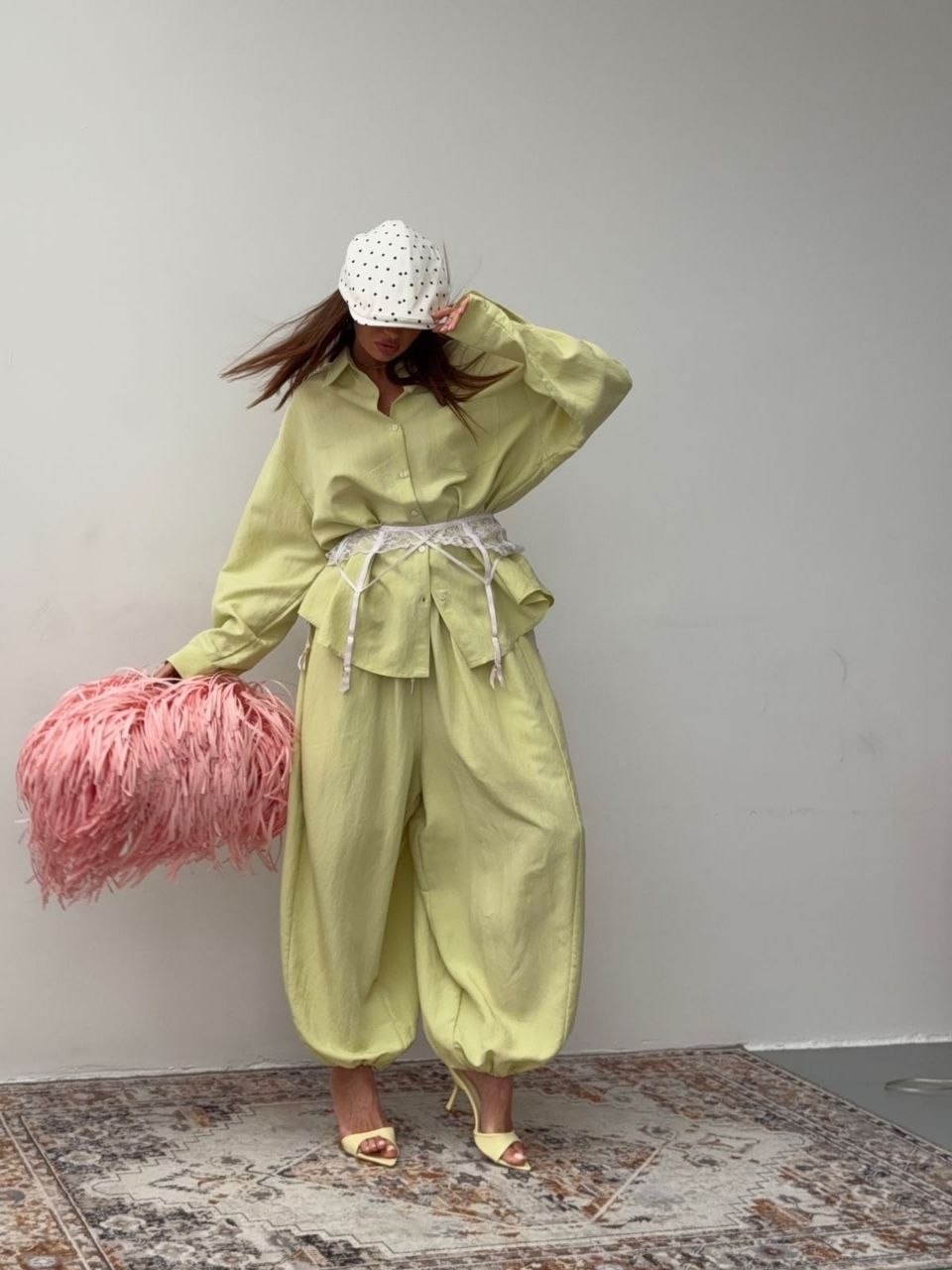 идеальный костюм изо льна рубашка + брюки lemon,идеальный костюм изо льна: рубашка + брюки, lemon - l-xl,льняной костюм,костюм из льна зеленый,костюм изо льна рубашка + брюки lemon