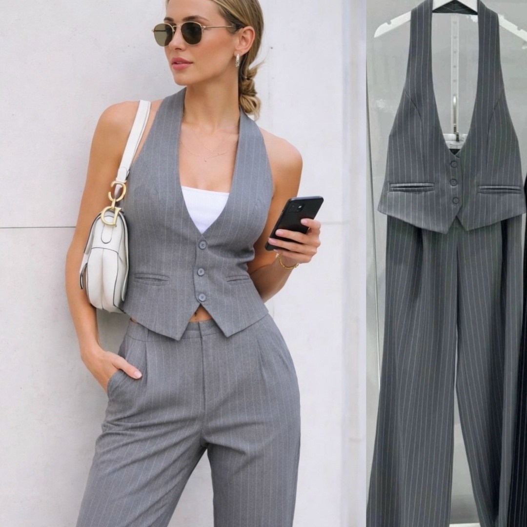 костюм двойка жилетка и длинные брюки повседневный fiolerin,костюм брючный деловой двойка с жилеткой vaskino,серый брючный костюм,костюм женский брючный,брючный костюм с жилетом