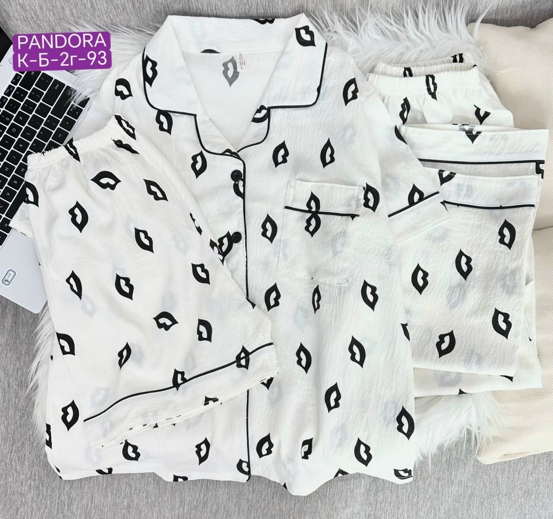 женская пижама комплект,женские пижамные комплекты,женские пижамы,пижама домашний одежда,пижама муслиновая 3 в 1 с рубашкой шортами и штанами elmira_home
