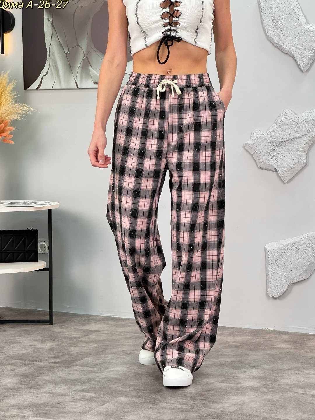 модные черные и белые клетчатые широкие брюки y2k,брюки в клетку женские,брюки в клеточку,штаны в клетку широкие,брюки в клетку