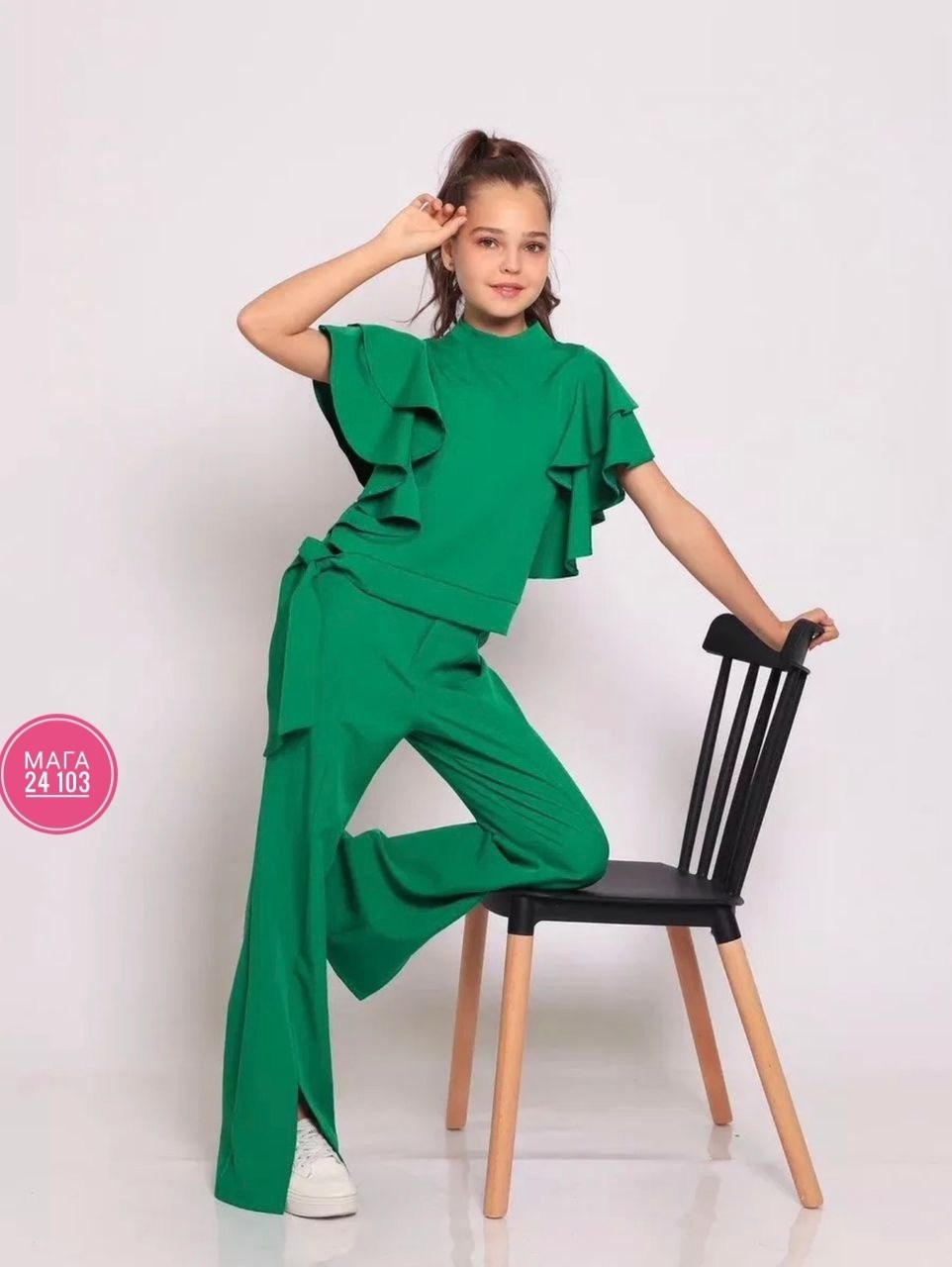 костюм брючный нарядный с воланами для подростка lemada brand,костюм брючный,костюм брючный для девочек,костюм брючный нарядный,костюм с брюками