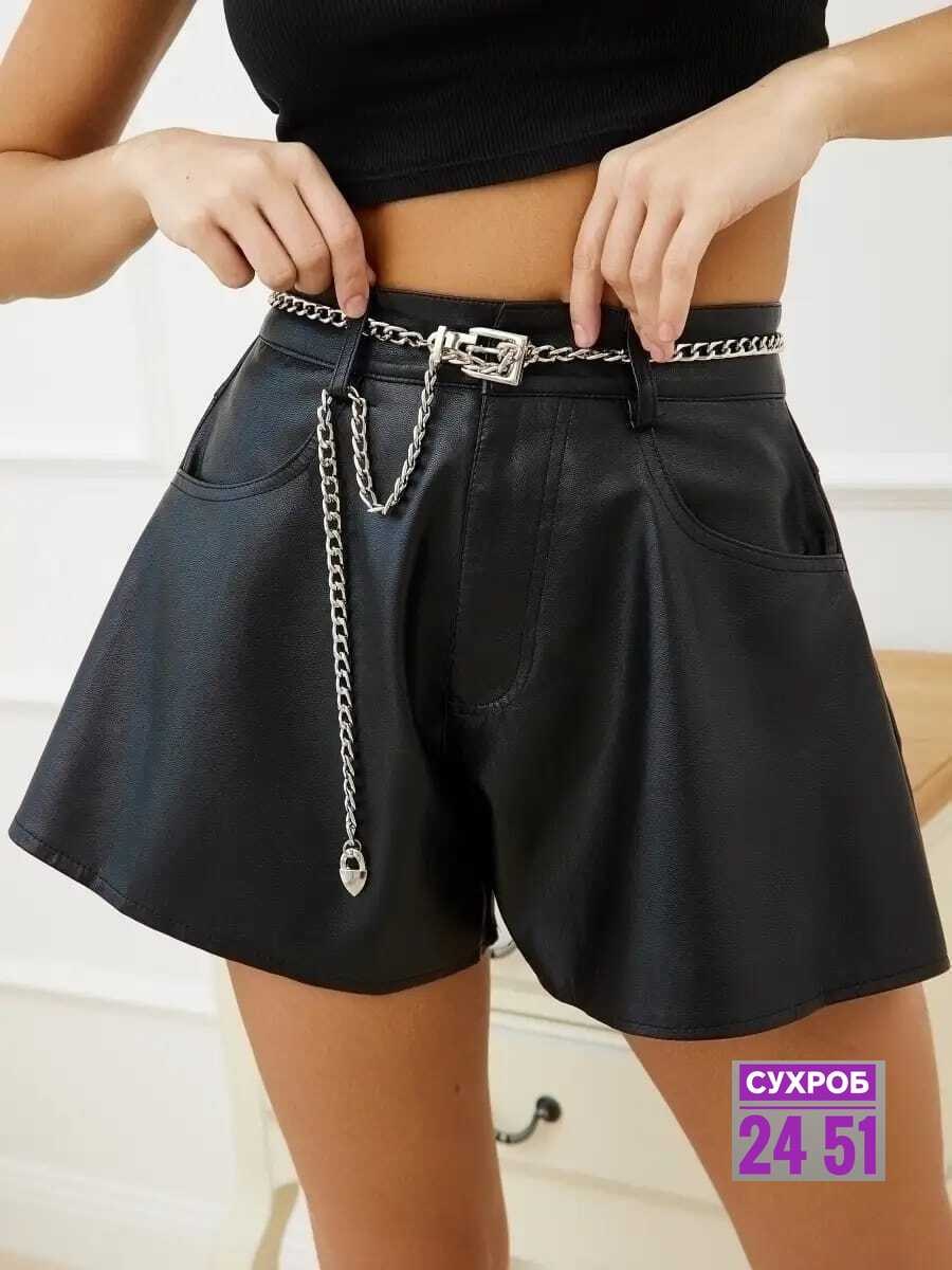 юбка с цепью,женские шорты,шорты под шорты женские,шорты кожаные,длинная юбка из экокожи