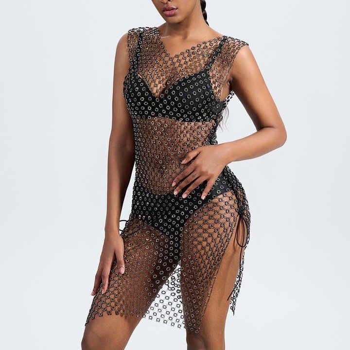 туника сетка,туника сетка со стразами,эротическое платье сетка со стразами,платье сетка со стразами,сетка на купальник со стразами