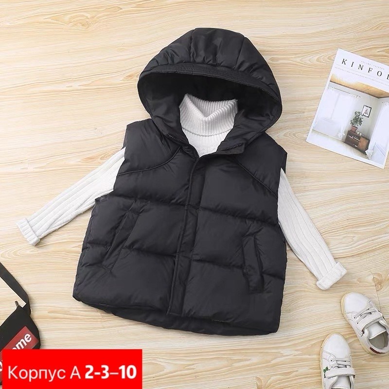 жилет детский,жилет с капюшоном,жилет коричневый,жилет утепленная,утепленный жилет для девочки