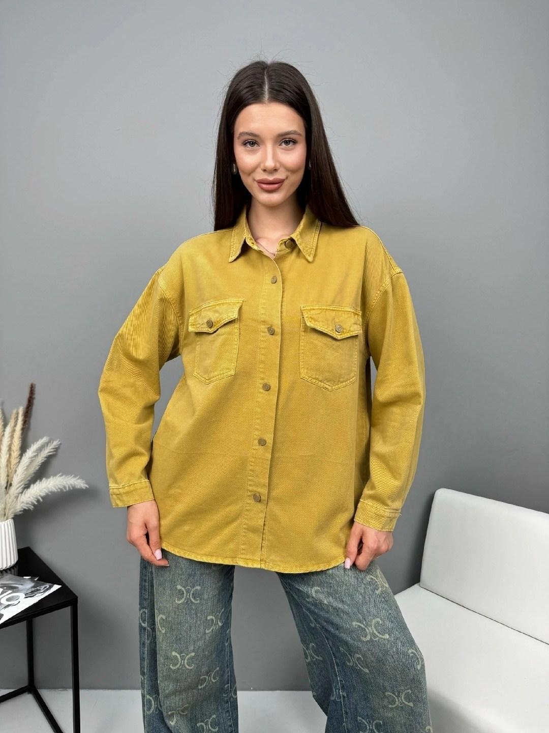 рубашка джинсовая женская,рубашка женская,рубашка джинсовая,рубашка женская оверсайз,желтая рубашка