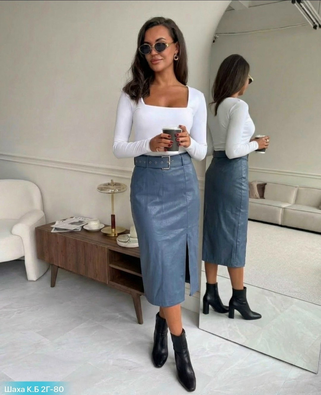 юбка бежевая,кожаная юбка,юбка кожаная миди на запах sarafan collection,юбка женская,юбка из экокожи