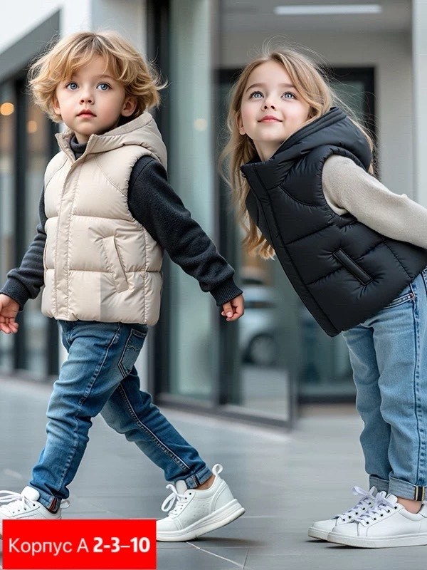 жилет детский,жилет с капюшоном,жилет коричневый,жилет утепленная,утепленный жилет для девочки