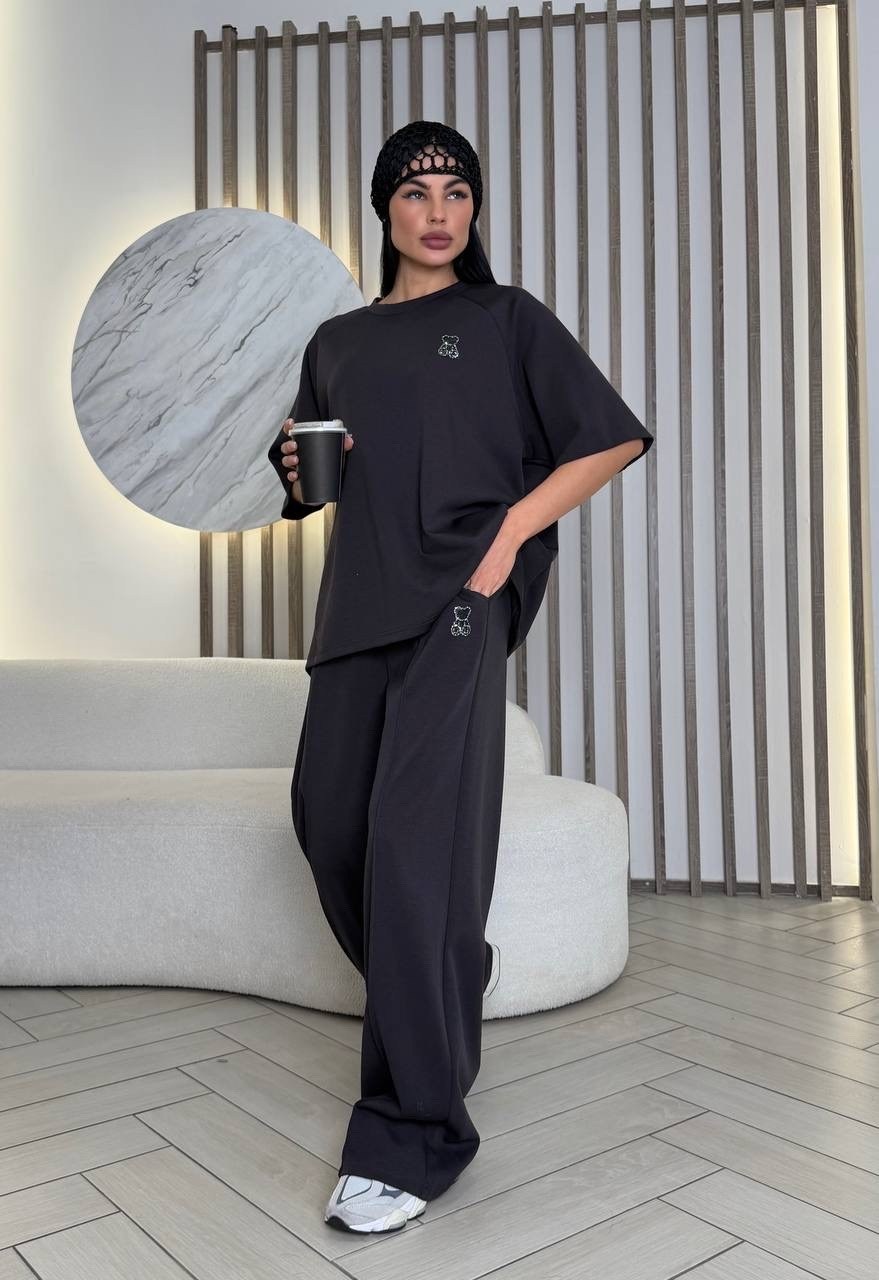 костюм оверсайз,женские костюмы,костюм трикотажный,свитшот и брюки