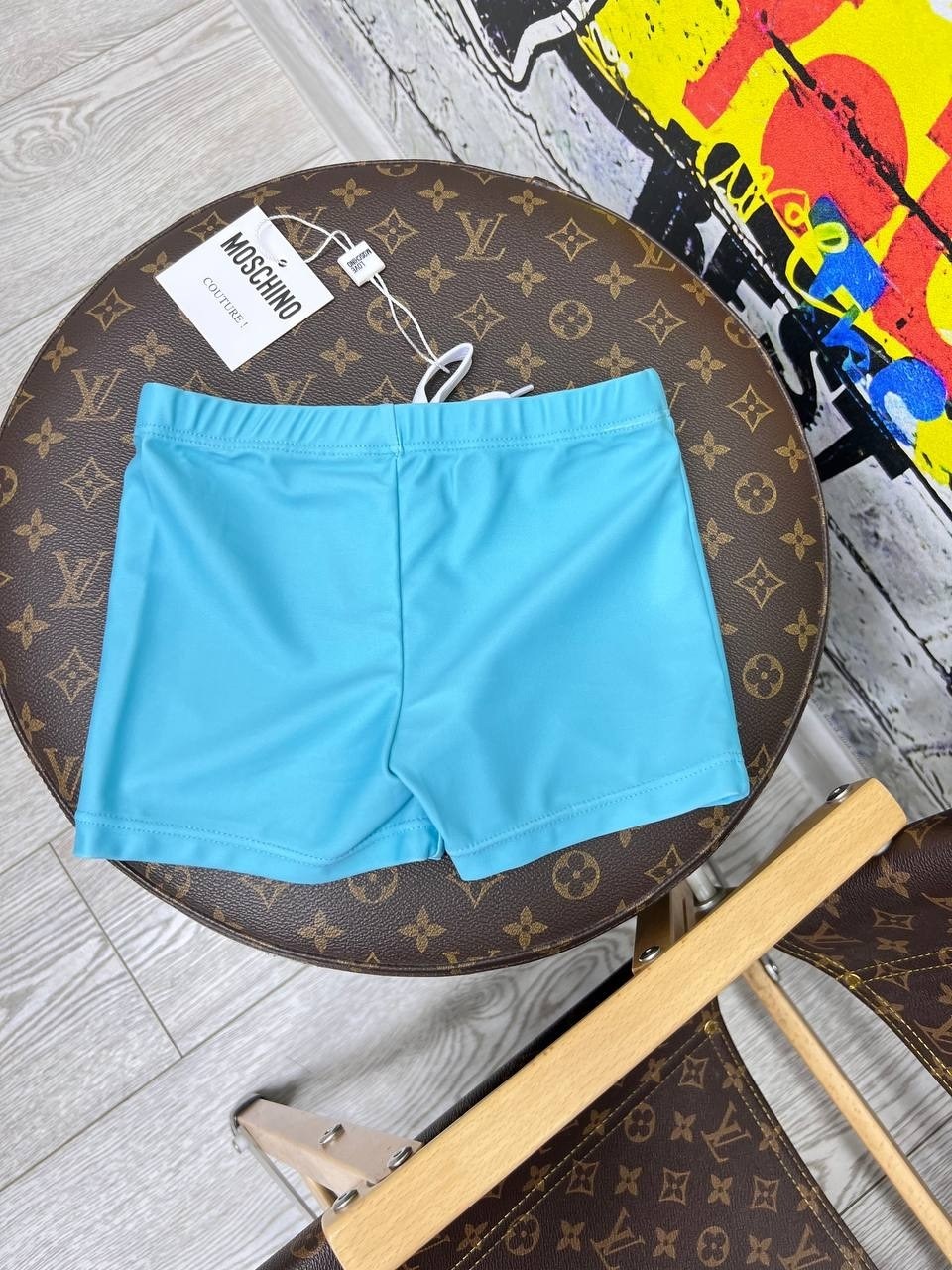 шорты для плавания moschino,пляжные шорты,шорты плавки,плавки шорты с принтом,желтые плавки-шорты с принтом & медвежонок& moschino