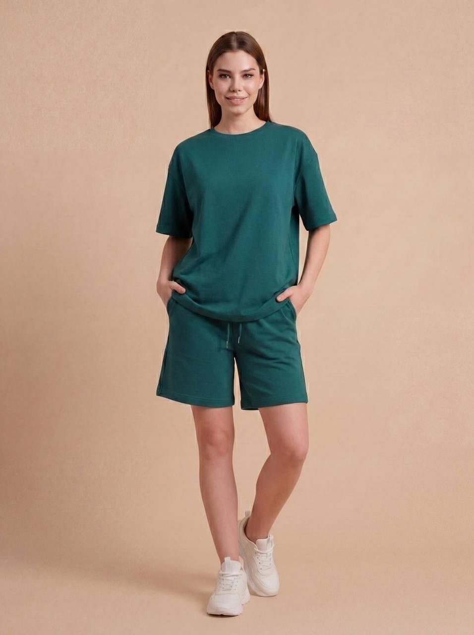 женский костюм с шортами,костюм летний женский с шортами,костюм женский летний,изумрудный костюм с шортами,костюм с шортами комплект