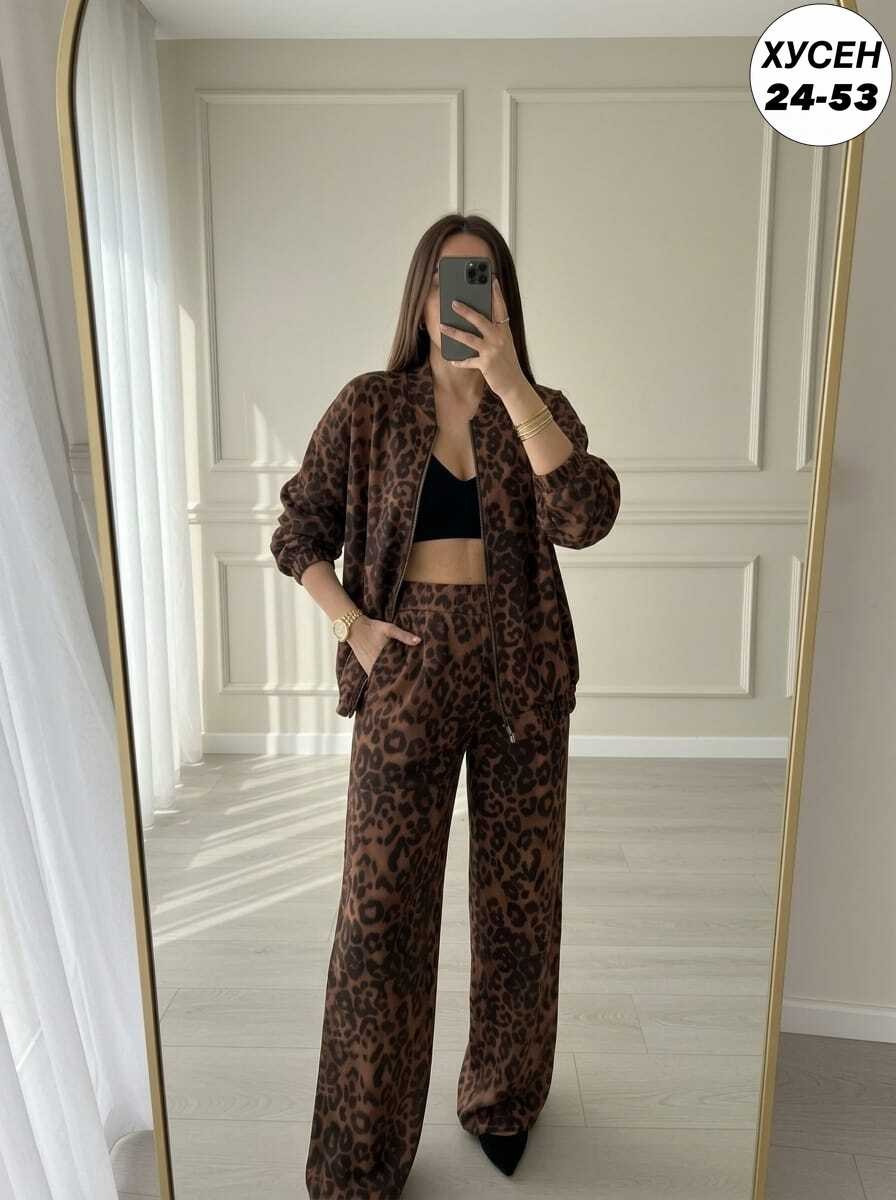 женский спортивный костюм с леопардовым принтом,костюм женский флис,женские костюмы,костюм с брюками,спортивный костюм теплый осенний леопардовый majiko