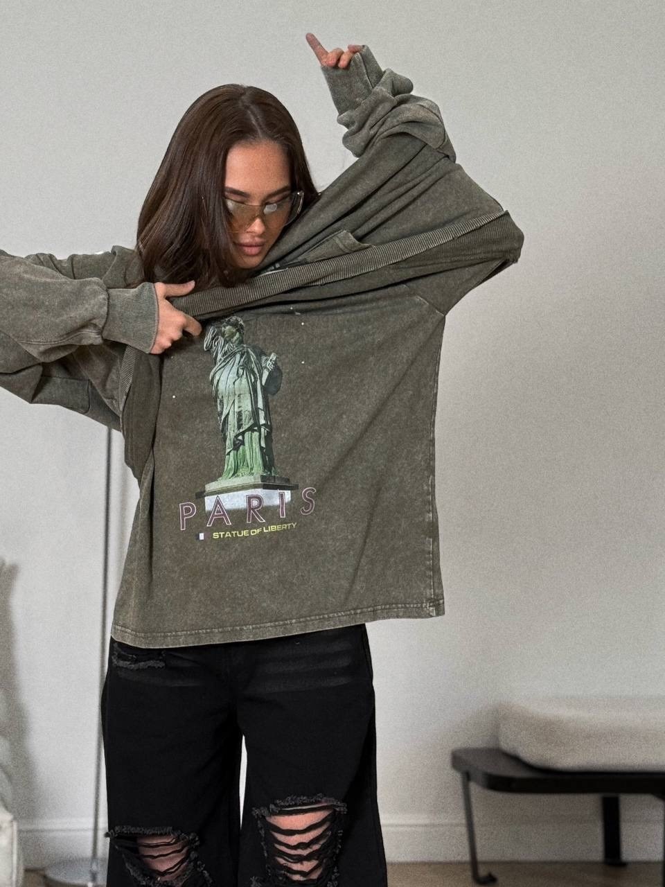 женское худи с капюшоном,худи оверсайз,худи balenciaga,cвитшот оверсайз