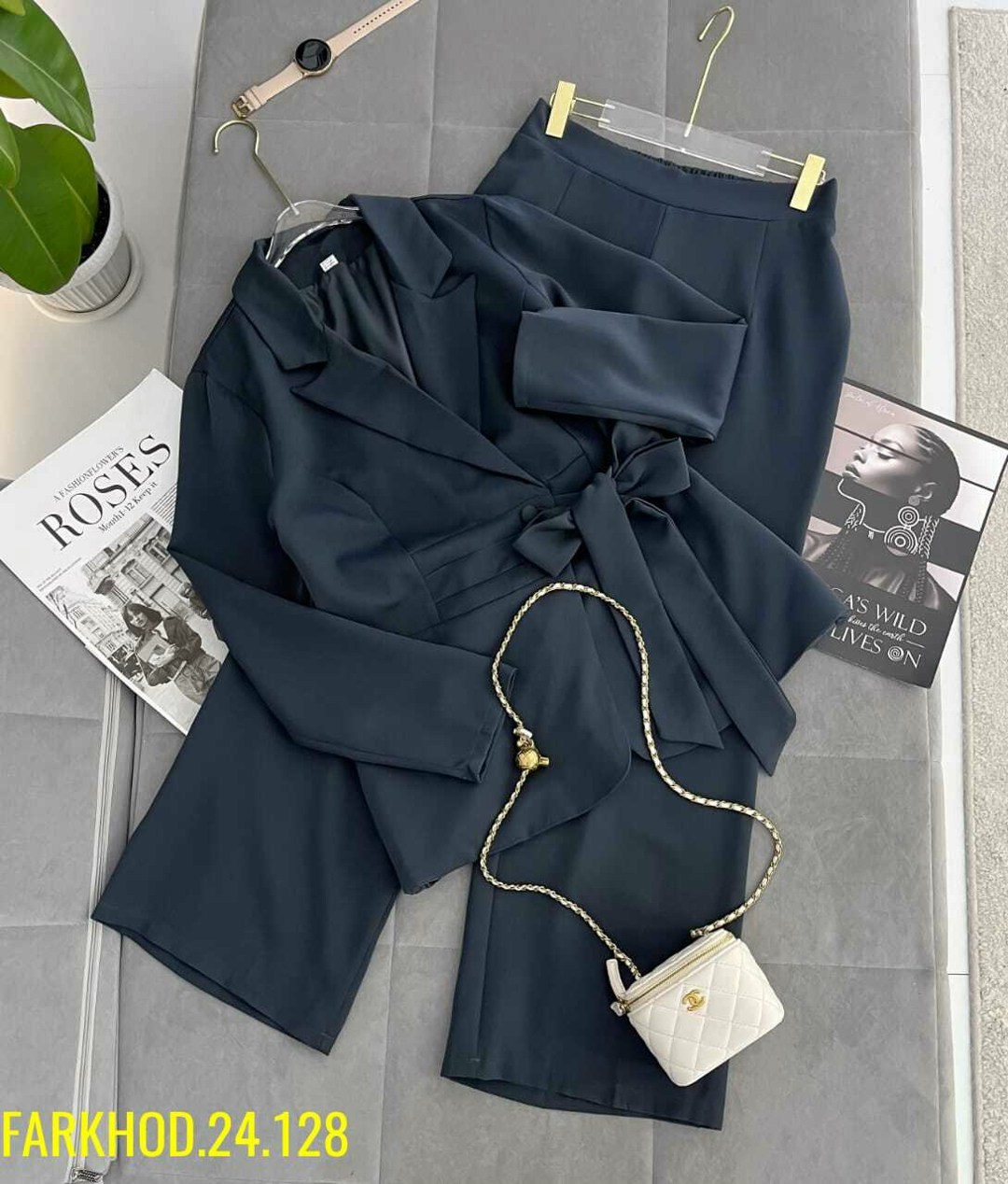 классический костюм,брючный костюм,женский комплект из 2 предметов: блейзер и брюки с поясом и расклешенные брюки,модные женские костюмы,брючный костюм женский