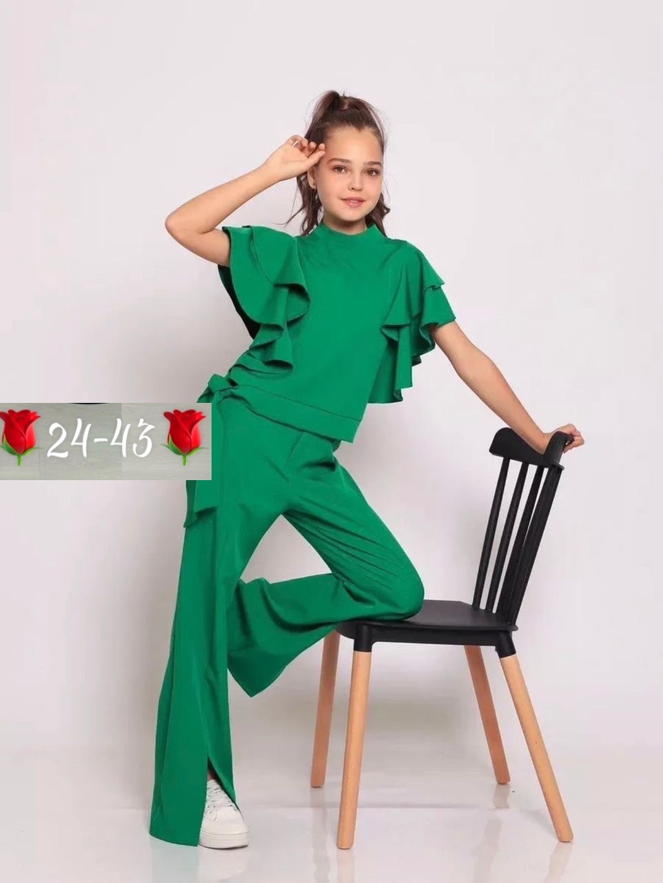костюм брючный нарядный с воланами для подростка lemada brand,костюм брючный,костюм с брюками,костюм брючный для девочек,нарядный брючный костюм для девочки