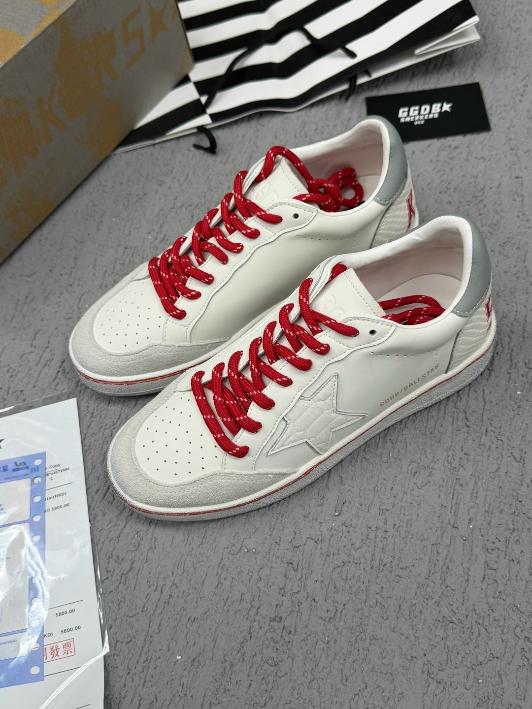 кроссовки golden goose ball-star low белый красный,кроссовки golden goose,кеды golden goose "ball star" красные,кроссовки,кеды golden goose