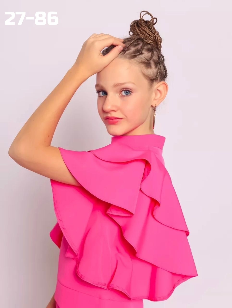 костюм брючный нарядный с воланами для подростка lemada brand,брючный костюм для девочки,костюм повседневный детский tuffy 28851 фуксия,нарядный костюм для девочки,костюм с брюками