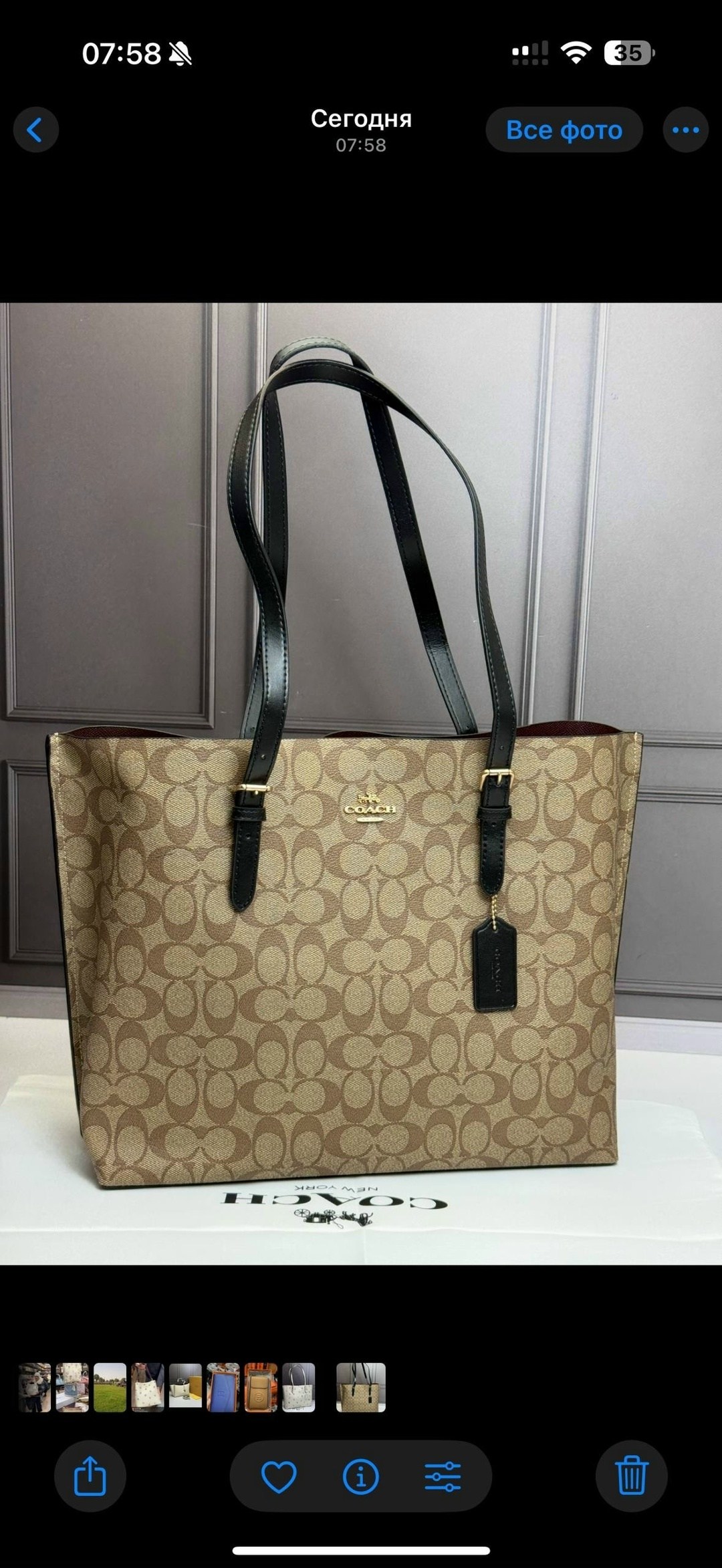 coach mollie tote in signature canvas,сумка шоппер coach,coach mini city tote signature canvas cn733 black/brown,сумка-тоут coach,сумка женская coach