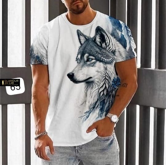 мужская футболка с принтом волка,футболки мужские,футболка мужская повседневная с 3d-принтом и рисунком волка,футболка с рисунком волка,мужские футболки с изображением волка