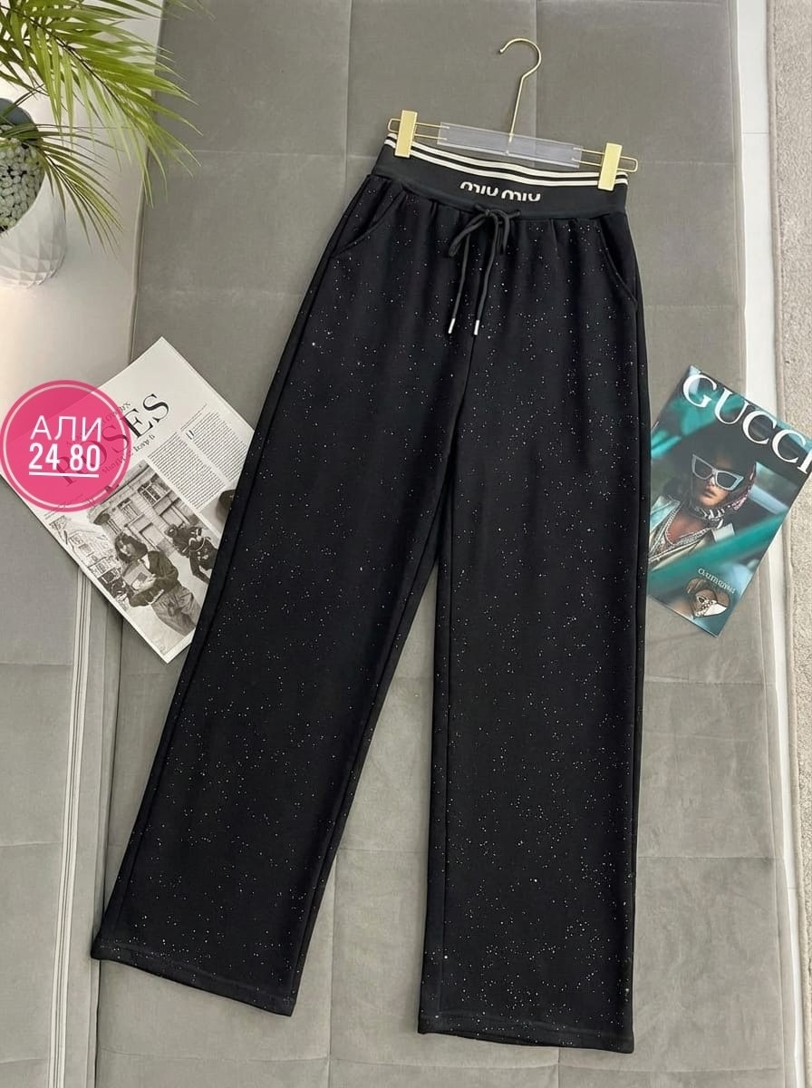 брюки спортивные женская,штаны палаццо женские утепленные с люрексом,брюки со стразами,штаны палаццо,штаны женские