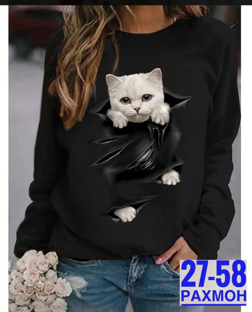 свитшот женская,женская кофта,кофта трикотаж,модная толстовка,кофточки для кошек