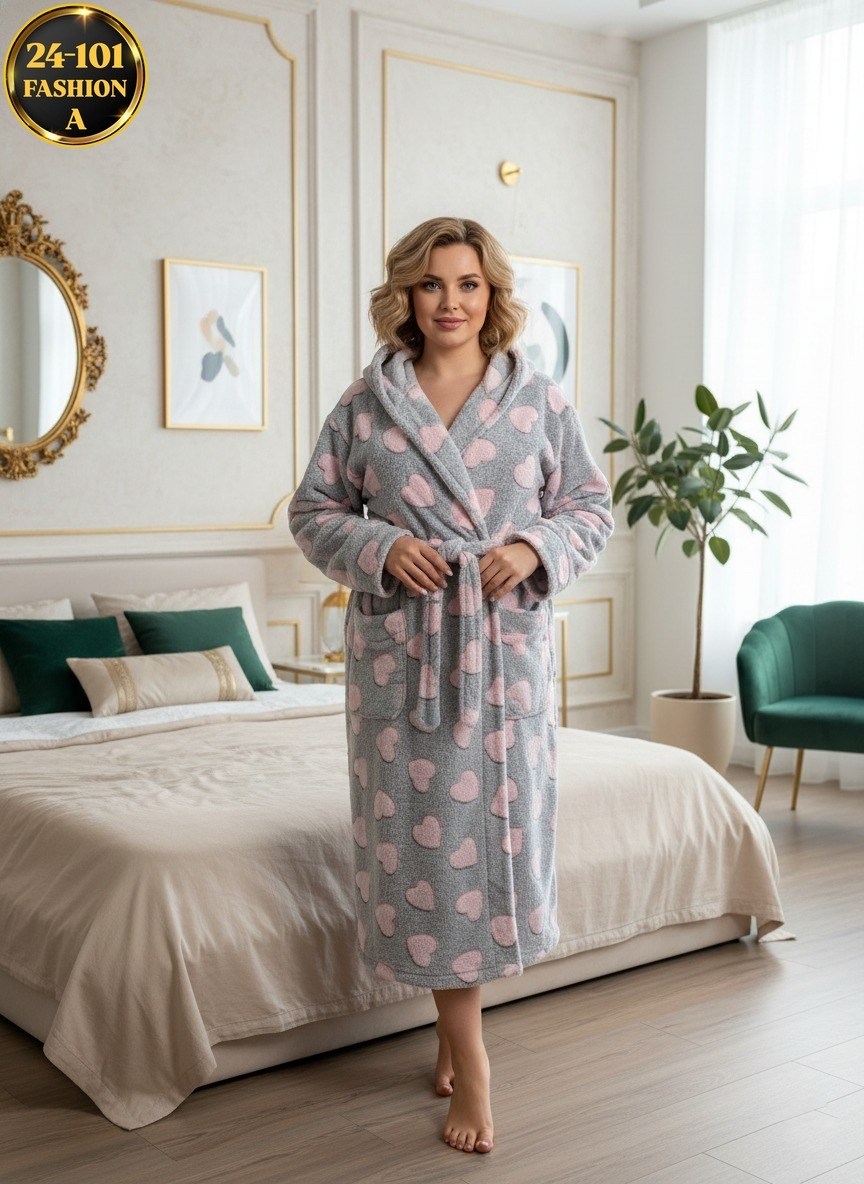 женские халаты,халат женский домашний,халат домашний женский из мягкого и пушистого материала велсофт,халат женский из велсофта ириска сердца на темно-синем,халат домашние