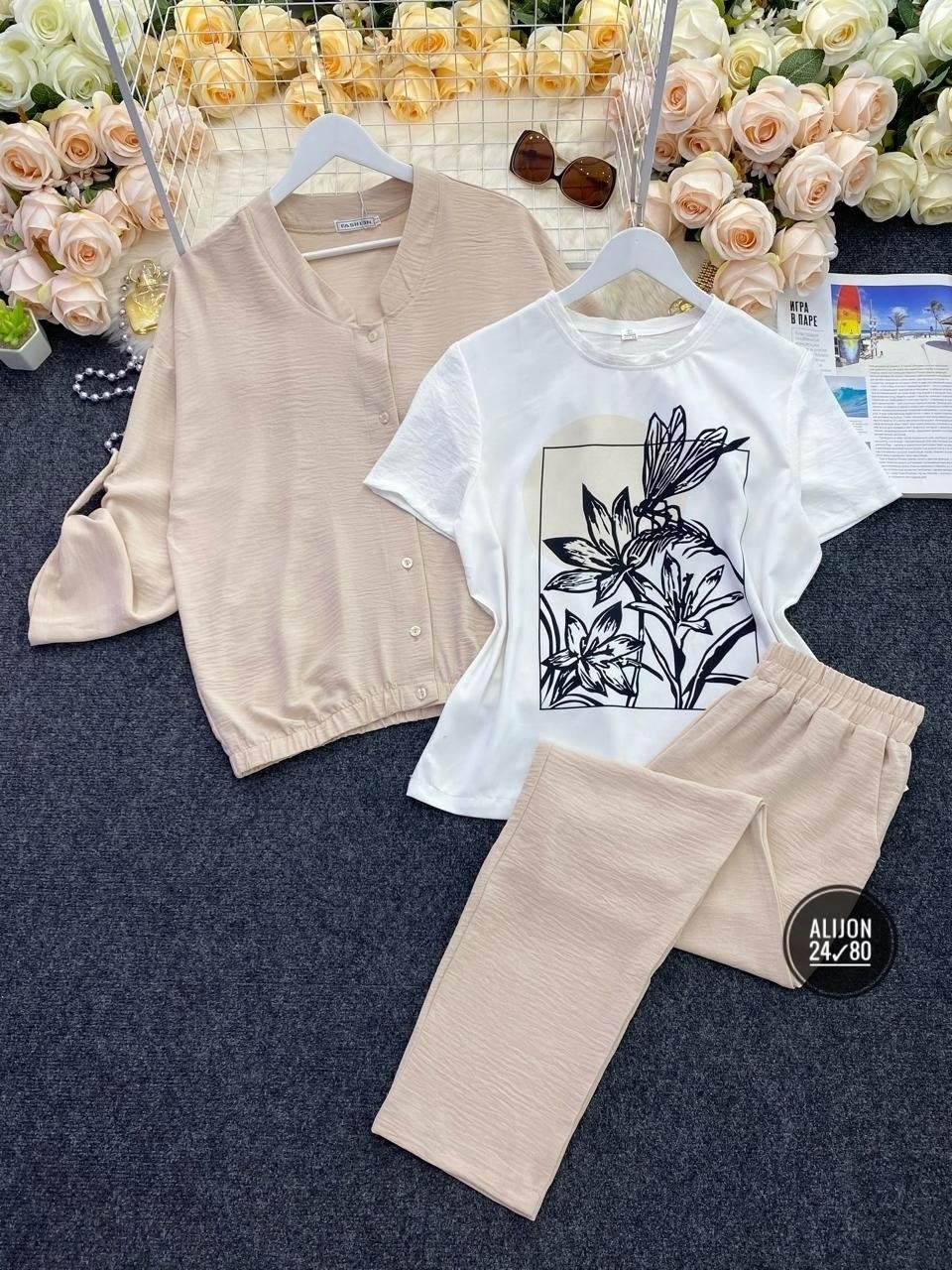 комплект брючный тройка с бомбером больших размеров markka plus,костюм тройка лен женский,костюм женский ткань сингапур,комплект брючный тройка с бомбером больших размеров markka plus 160402076,костюм