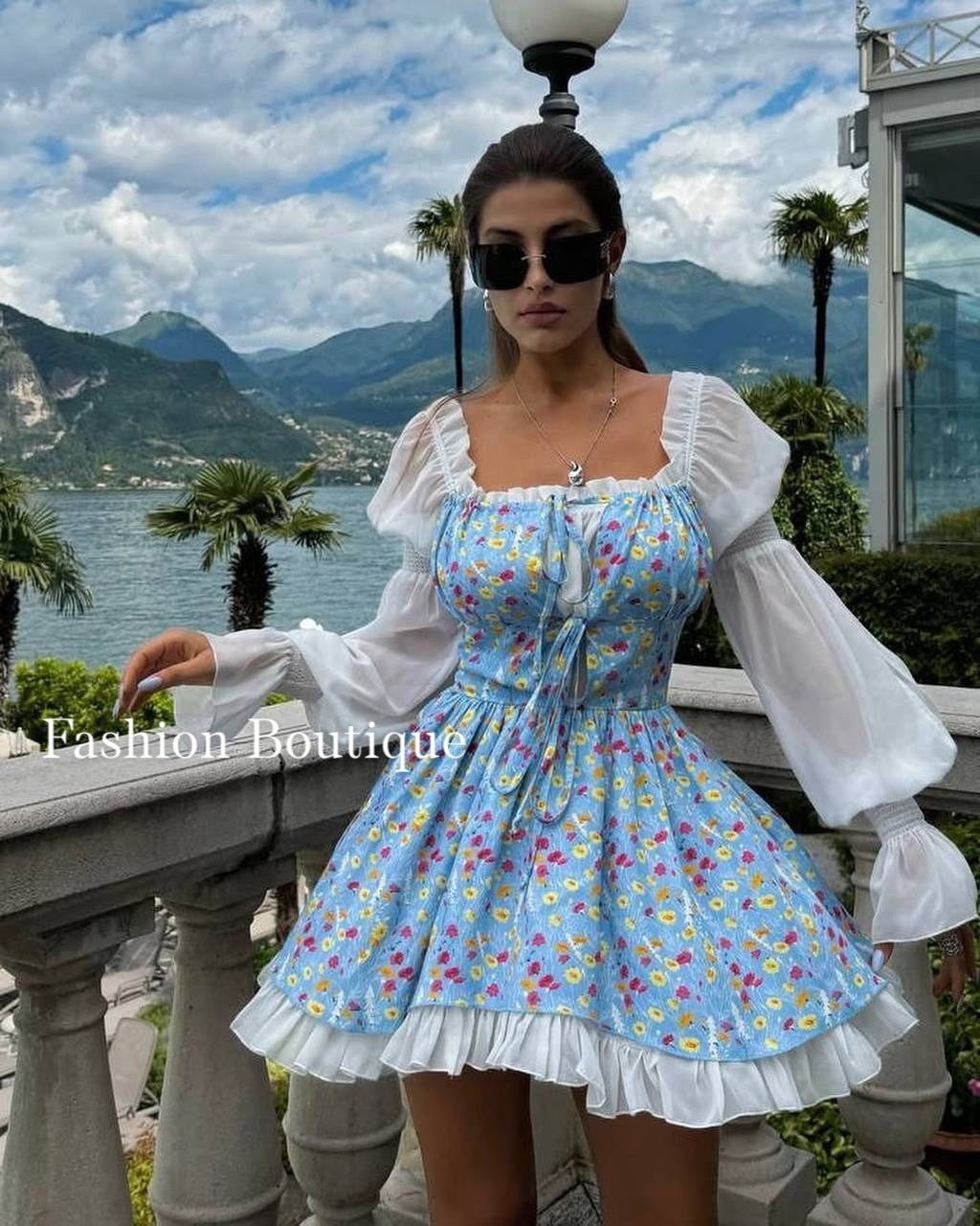 платье летнее,платье женской летнее,платье с открытыми плечам,платье с пышными рукавами,платье модное