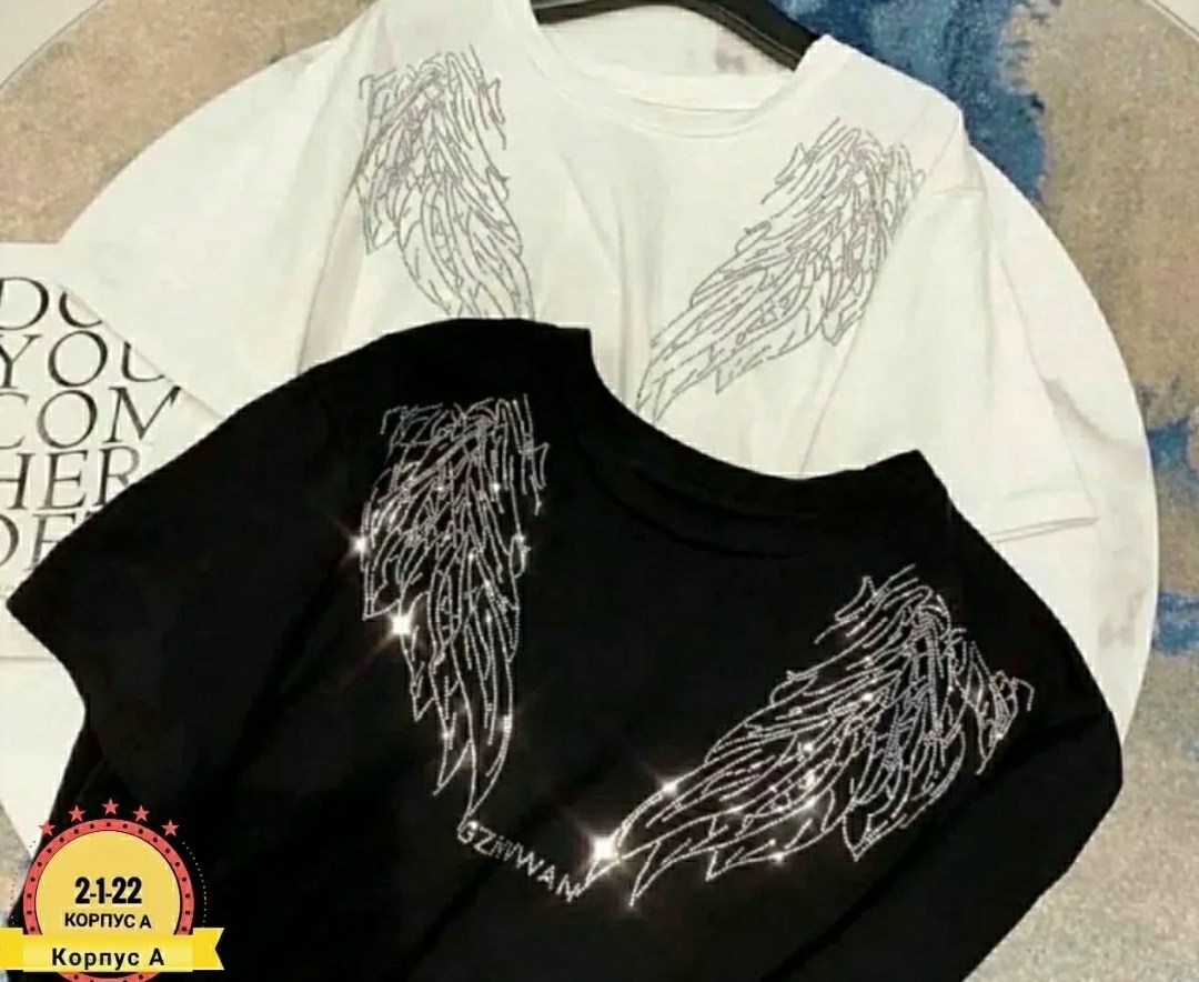 футболка с крыльями ангела на спине мужская,футболки женская,модные футболки,футболка женская с крыльями,футболка со стразами