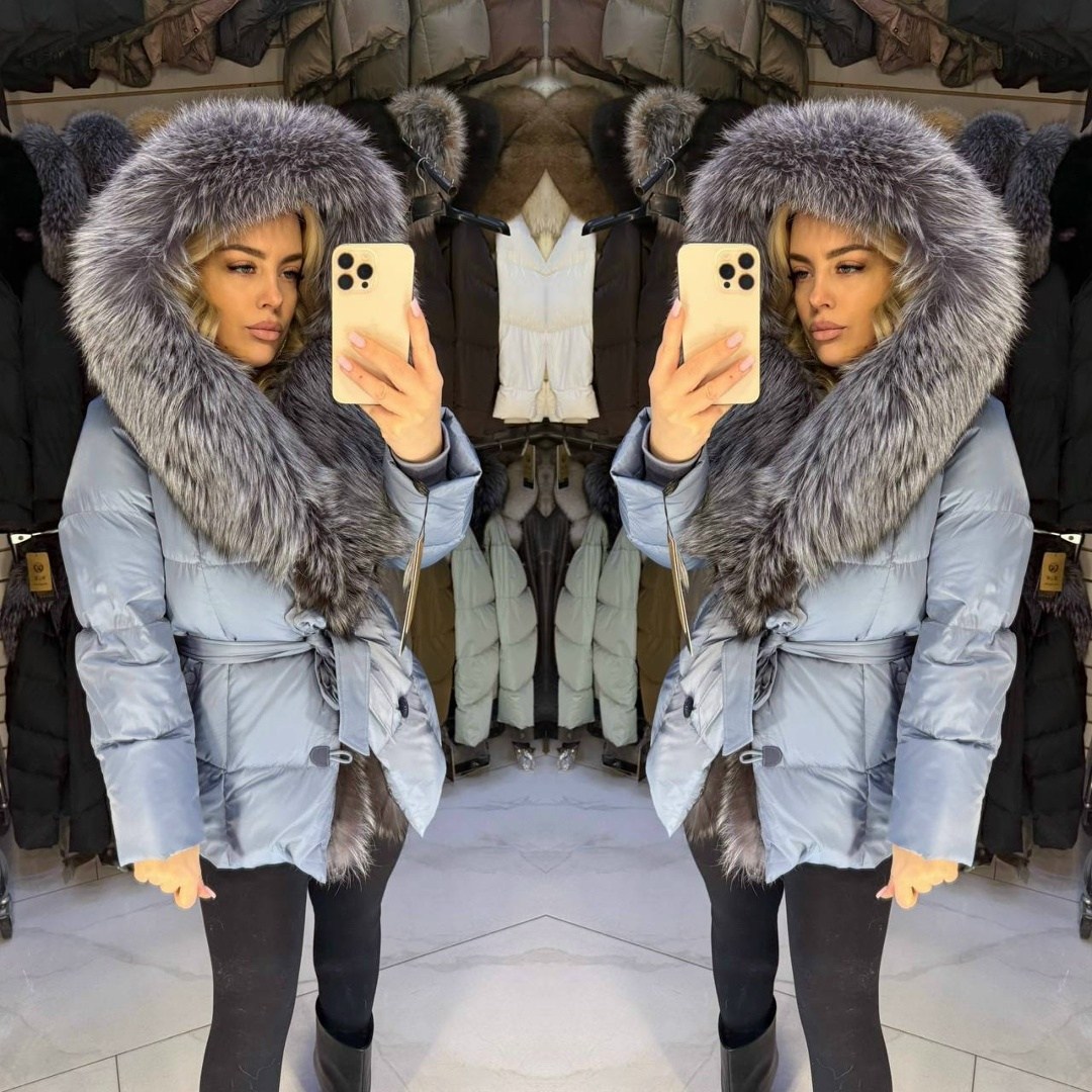 зимняя женская куртка с мехом финской чернобурки,пуховик с натуральным мехом женский,пуховик с натуральным мехом,пуховик с мехом,пуховик с натуральным мехом furs lux