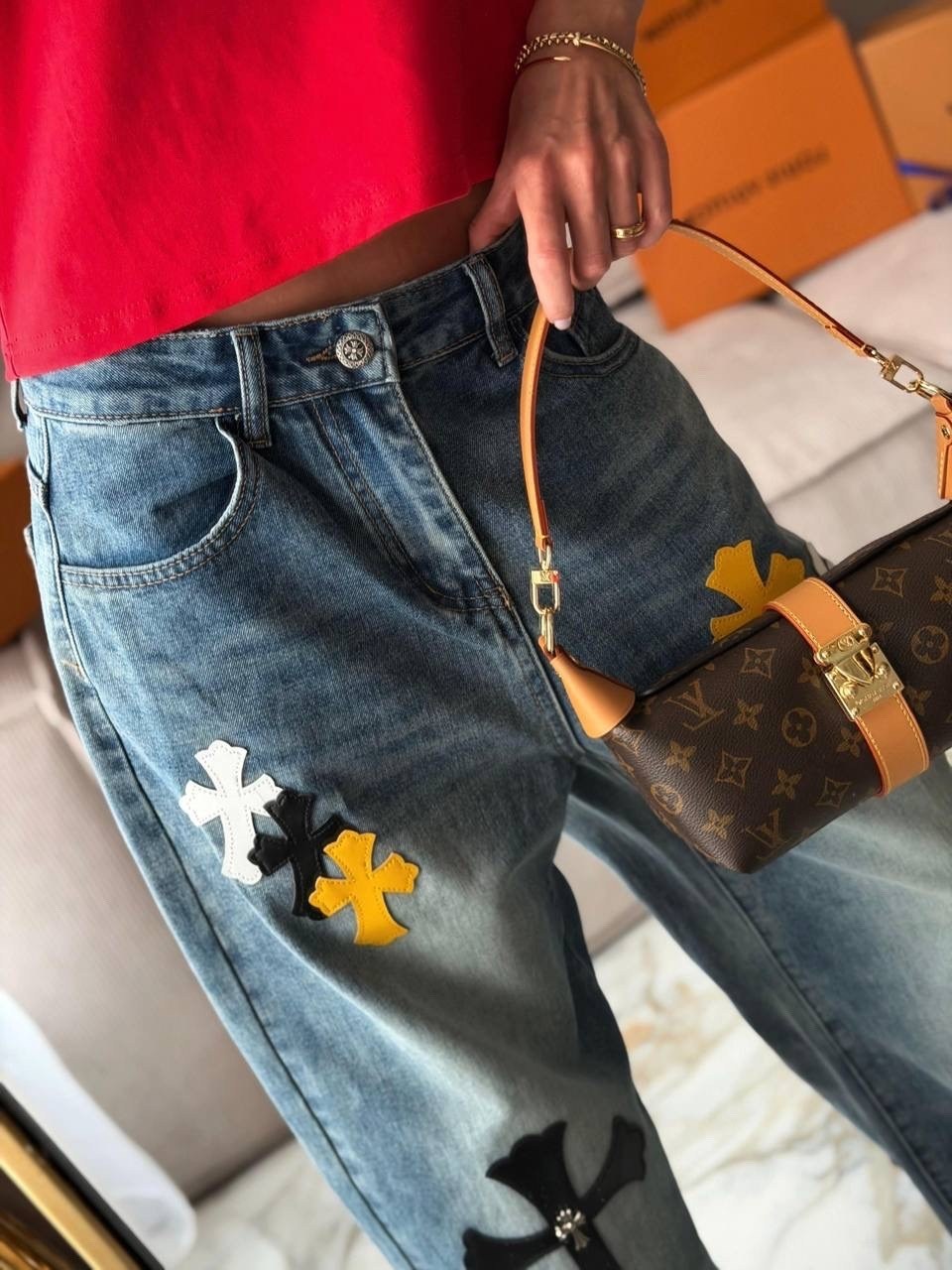 джинсы с вышивкой,джинсы с крестом,джинсовые брюки,джинсы с принтом,осенние y2k винтажные джинсы с цветочной вышивкой для мужчин