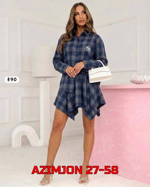 костюм с юбкой и рубашкой,платье рубашка в клетку,костюм с рубашкой и юбкой в клетку,костюм с юбкой в клетку,костюм юбка с рубашкой в клетку baki clo 252953107