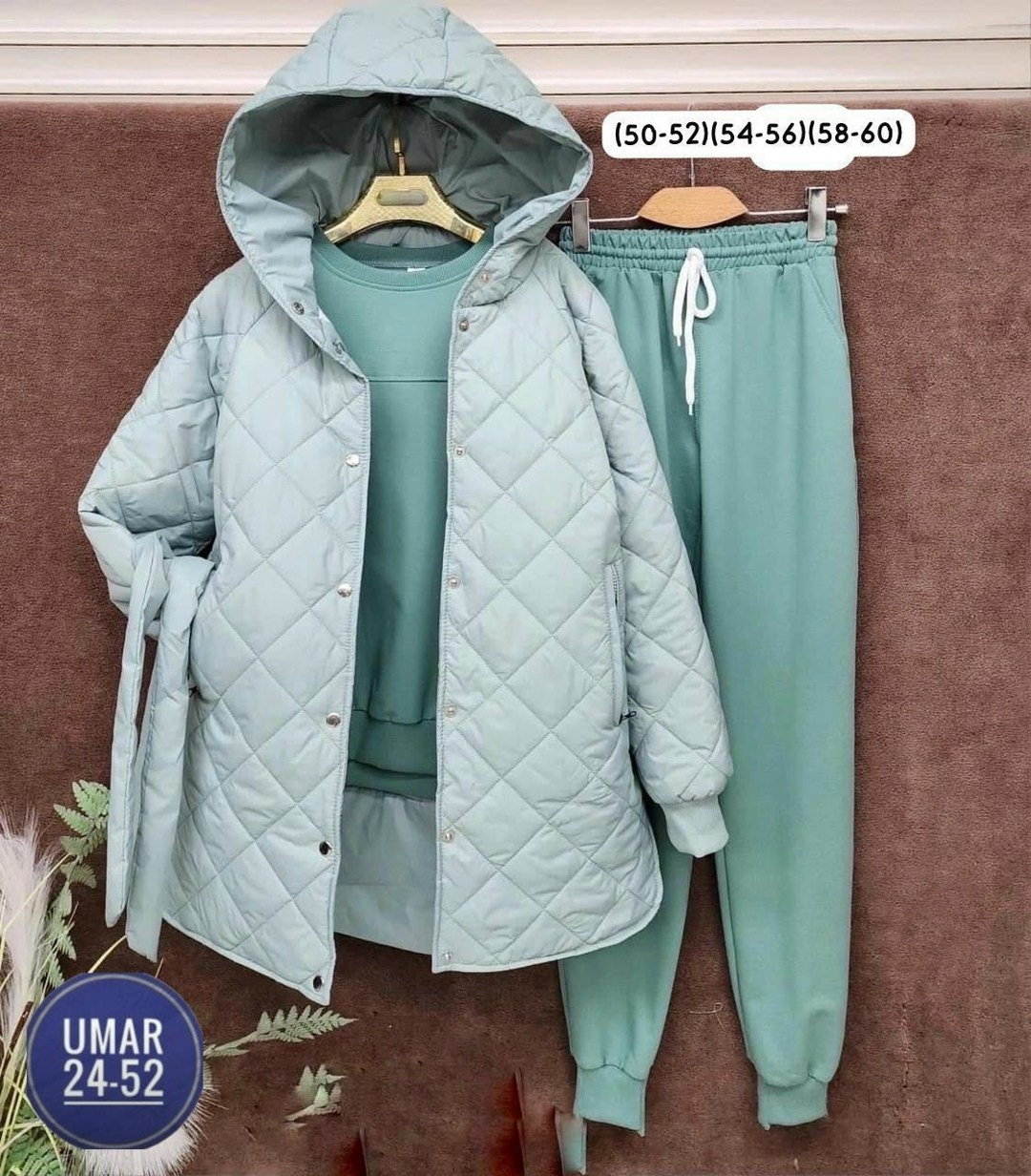 cпортивный костюм женский на флисе,костюм женский на флисе,костюм тройка с курткой,костюм женский тройка,костюм спортивный тройка с длинным стеганым пальто cubi shop