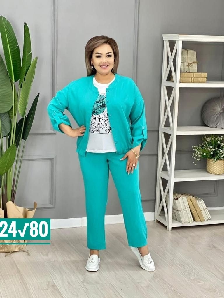 костюм тройка лен женский,костюм женский большие размеры,комплект брючный тройка с бомбером больших размеров markka plus 160402076,женские костюмы больших размеров,костюм классический