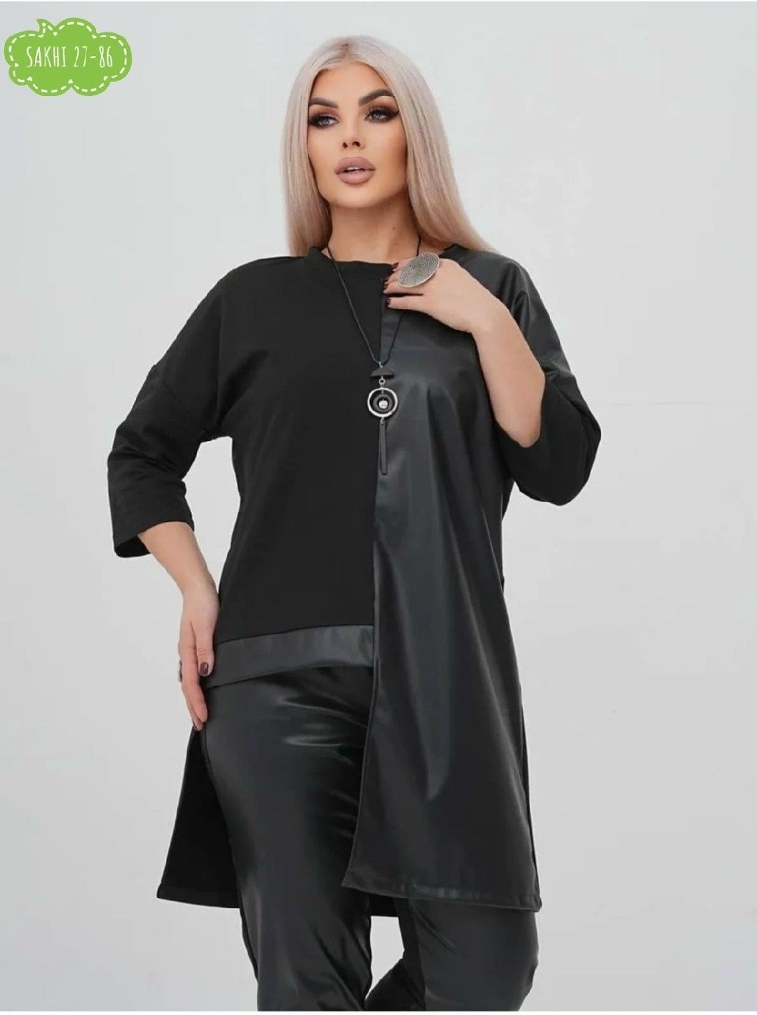 женские костюмы с трикотаж и экокожа,брючный костюм из экокожи,женский брючный костюм,женский костюм,костюм женский кожаный