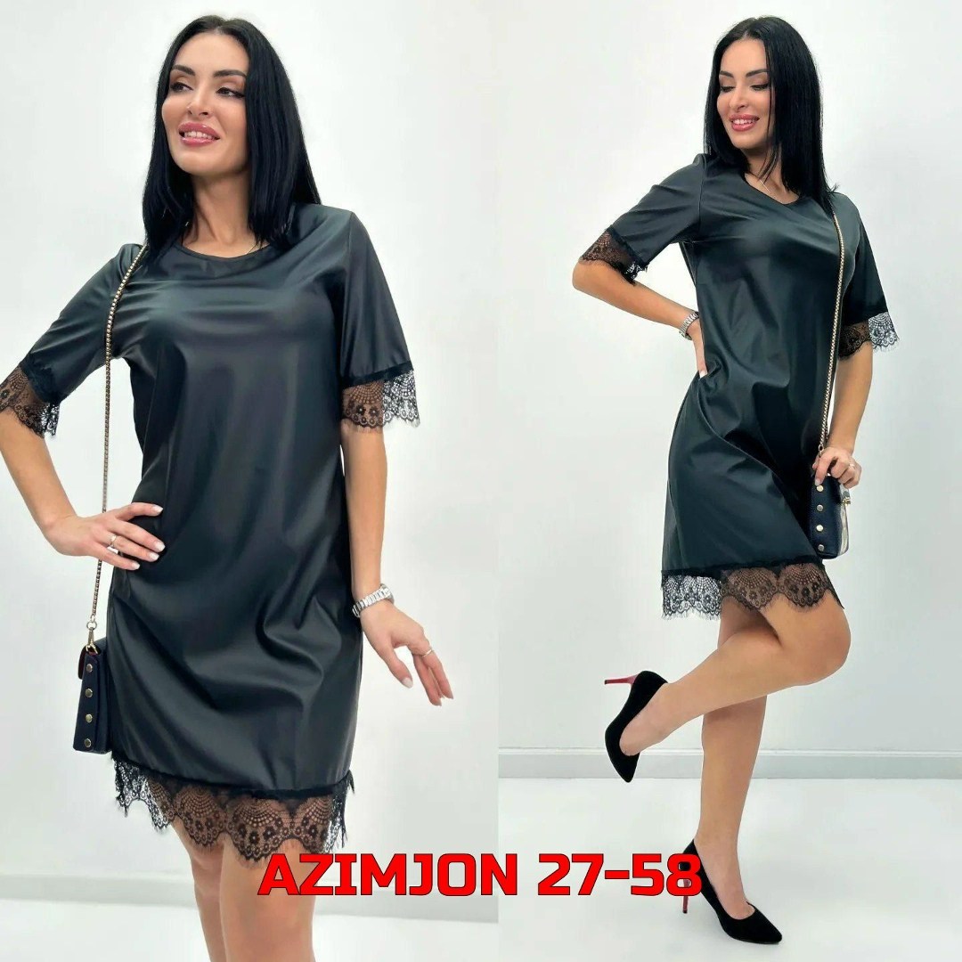 женское платье с кружевом,платье миди из экокожи,женское черное платье с экокожи с кружевом,платье с кружевом внизу,платье женской