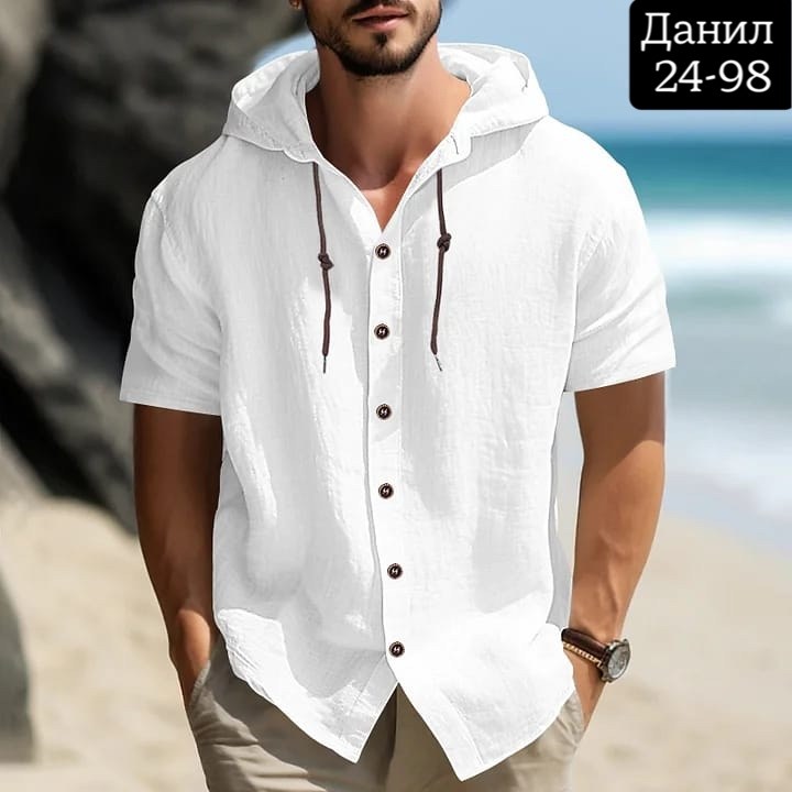 летние рубашки,рубашка с капюшоном,рубашка мужская с капюшоном,рубашка мужская белая,мужская повседневная рубашка