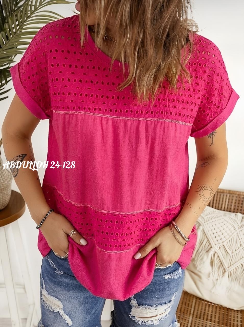 блузка вязаная,блузка модная,блузка с круглым вырезом,женская блузка,летняя блузка